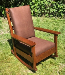 Large Gustav Stickley Open Arm Rocker. Signed. Circa 1912 